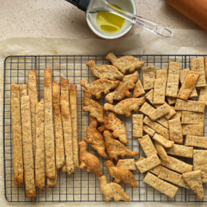 sourdough crackers in three shapes