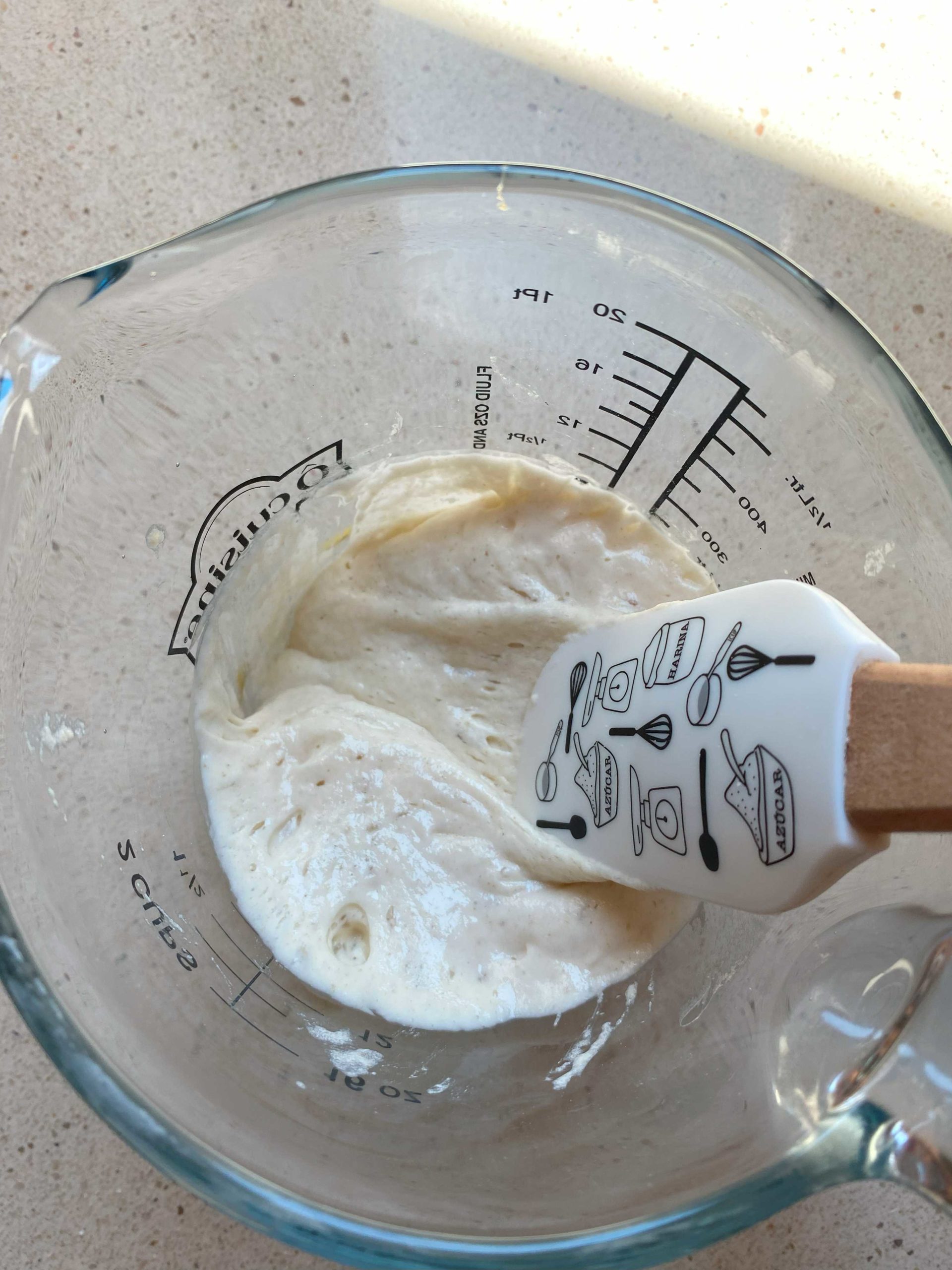 sourdough starter with spatula